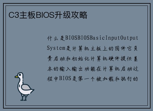 C3主板BIOS升级攻略